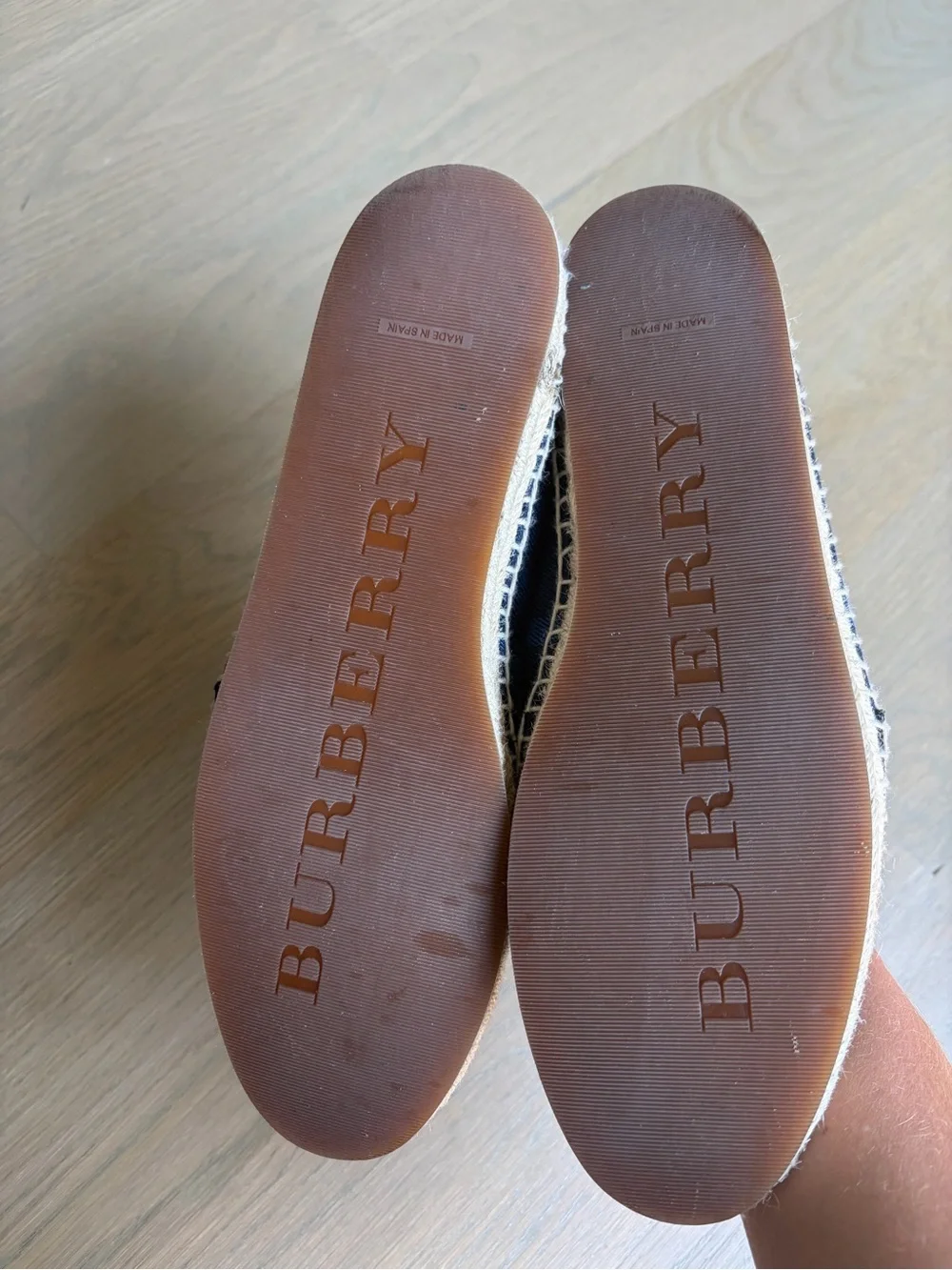 Burberry Navy and Natural Espadrilles - Women's Slip-On Loafers
